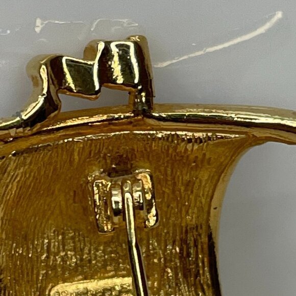 Burberry Vintage Sailing Ship Brooch Pin Pave Crystal Gold Plate 1.75" X 1" - Picture 6 of 9